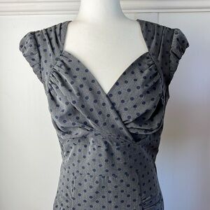 STOP STARING Grey and Navy Blue Polka Dots Dress 1940s Pinup Style